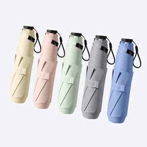 Parapluie crayon pliable 3 volets 6 baleines, style japonais, 145g, ultra-léger, portable, en fibre, protection solaire UV, double usage, moderne pour femme - Product Image 1