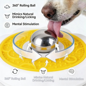 AFP Anxiety Relief Dog Licking Bowl With Suction Cup Rotating Stainless Steel Ball <strong>Pet</strong> Lick Bowl Slow Feeder For Dogs &amp; Cats - Product Image 3