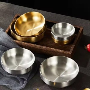 Piatti in acciaio inox oro cibo argento grande zuppa ciotola con piccola salsa rotonda ciotole da cucina contenitori di condimento salsa - Product Image 3