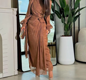 Vestidos De Noche De Gala Y Fiesta Liu Ming Fashion 2025 Nuevos Elegantes Plisados De Manga Larga Para Mujer Estilo Árabe De Dubái Y Oriente Medio - Product Image 4