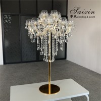 ZT-325G Gros 15 bras d'or grand cristal candélabres maîtresses pièces maîtresses pour la table de mariage
