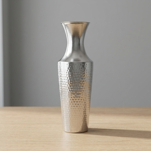 Jarrón de Mesa Moderno de Metal de Zinc Texturizado con Patrón Grabado, Hecho a Mano, de Alta Calidad, Ecológico, Ligero, Decoración del Hogar para Diwali, Estilo Indio - Product Image 3