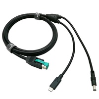 Cable de impresora USB alimentado de 12V a USB tipo C y DC 5521 Splitter Y para sistema POS