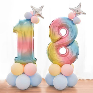 Palloncino Set di anni per bambini colore gradiente digitale a colori digitale colonna di alluminio pellicola <span class=keywords><strong>palloncini</strong></span> per buon compleanno - Product Image 3