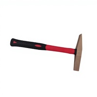Marteau de décapage Oak Brand anti-étincelles en bronze d'aluminium 0,2 kg avec manche en fibre de verre rouge/noir, adapté à diverses applications
