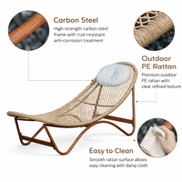 Meilleure vente : Chaise longue en rotin Meiqi moderne et écologique, convertible siège-dépose, avec table d'appoint, pour extérieur/cour, forme lune, idéale pour parcs et hôtels