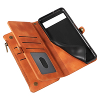 Dompet Kulit PU untuk Google Pixel 6A, 9 Slot Kartu + Kantong Koin Ber-resleting, Penyangga, Pemblokir RFID, 360 °   Perlindungan