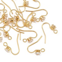 Pandahall SHEGRACE 20 crochets d'oreilles en laiton pavé de zircone cubique pour la fabrication de bijoux