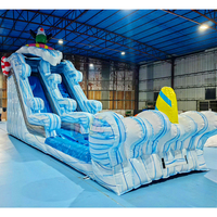 Nouvelle conception de toboggan gonflable en PVC, toboggan aquatique double pour le surf sur l'eau, en vente