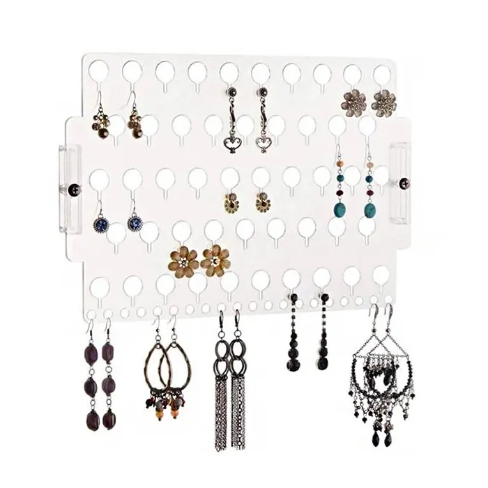 An der Wand montierter klarer Acryl-Ohrring halter Rack Hanging Lucite Jewelry Organizer Display Closet Storage