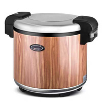 Autocuiseur à riz électrique commercial 20L, finition grain de bois, couvercle en acier inoxydable, cuve antiadhésive, cuiseur à riz intelligent, fonction maintien au chaud, usine OEM