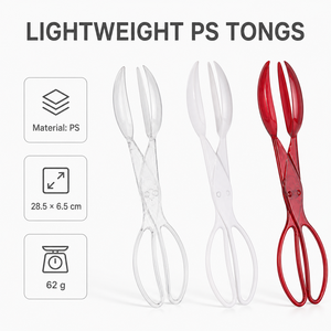 Pinces à nourriture en plastique de style ciseaux, 2 en 1, cuillère-fourchette, pinces à pain, <span class=keywords><strong>ustensiles</strong></span> de service pour boulangerie, vente en gros - Product Image 2