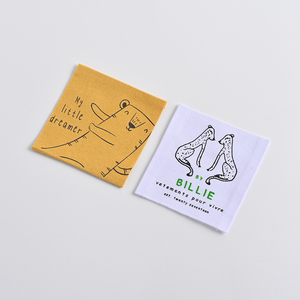 Tùy Chỉnh Thẳng Cắt Cotton Hữu Cơ Vải Sắt Trên Nhãn Quần Áo Trung Tâm Gấp In Nhãn 100% Bông May Trên Quần Áo Nhãn - Product Image 3