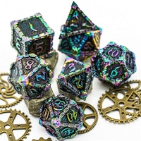 Pour Udixi Logo personnalisé 7 pièces donjons et Dragons RPG jeu de dés en métal polyédrique arc-en-ciel noir emballé dans une boîte en métal