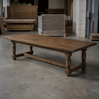 Table de salle à manger rectangulaire extensible en chêne massif avec piètement en tréteau pour villa, hôtel, restaurant - Vente en gros