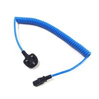 Cordon enroulé robuste sur mesure 3x1,5mm², prise britannique BS1363 vers connecteur femelle C13 avec fusible 13A, câble d'alimentation spiralé rétractable