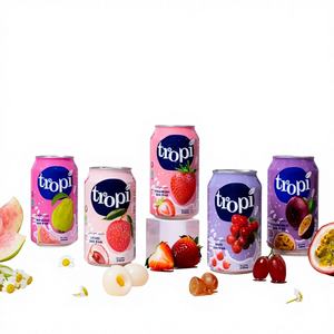 น้ำผลไม้ทรอปปี้ 330 มล. กระป๋องอะลูมิเนียมทรงเตี้ย 100% น้ำผลไม้เข้มข้น ไขมันต่ำ ผ่านการฆ่าเชื้อ รสแตงโมและเสาวรส - Product Image 1