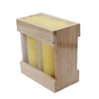 Bougies en cire d'abeille prêtes à offrir avec couvercles en bois et parfums naturels, emballage en vrac personnalisable