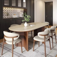Ensemble de table à manger ovale en bois de style nordique moderne et rétro français, 6 places, 180 cm, pour salle à manger, restaurant, cuisine