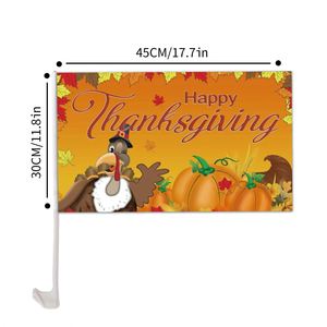 Happy Thanksgiving Car Window <b>Flag</b> 30x45CM with 45CM Plastic <b>Pole</b> Display Accessory - Product Image 2