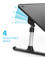 SAIJI hotsale simple surface en cuir bureau d'ordinateur portable réglable pliable noir bureau pour lit bureau à domicile enfants table d'étude