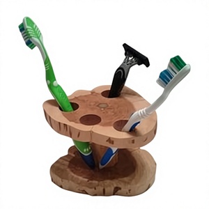 Wood <b>Toothbrush</b> <b>Holder</b> Stand Rectangle Minimalist Design For Bathroom Countertop Use - Product Image 6