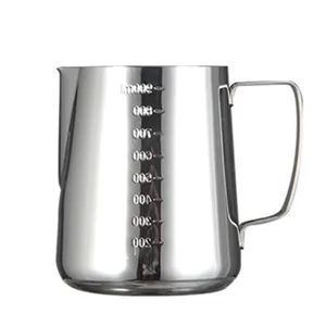 不锈钢600毫升900毫升拿铁牛奶罐咖啡师咖啡机起泡壶，带测量刻度