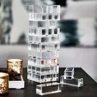 Jeu de blocs empilables en cristal, 54ps, tour de gobelet en acrylique, ensemble de jardin d'extérieur, blocs de construction, décoration de maison, luciite claire