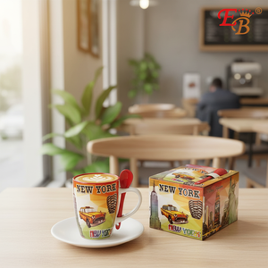 Diseño moderno NUEVA YORK Taza Cuchara 48PCS/CS Gres seguro/Cerámica para Cafe Smoothie New Baby Día del Padre Elección en stock - Product Image 3