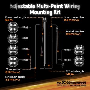 MaXpeedingrods Kit Kabel Lampu Offroad LED 35.1x9.5x12.3cm 6 Kabel Seri Crosshair Lampu LED Bantu Mengemudi RGB - Product Image 6