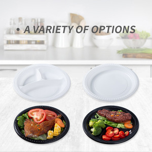 Piatto di Plastica Rotondo Usa e Getta da 9 Pollici con 3 Scomparti, Resistente e Sicuro per Alimenti, per Catering e Ristoranti - Product Image 6