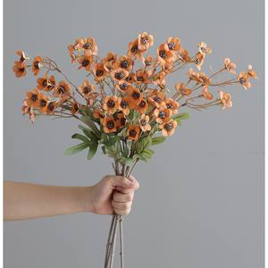 Flores Artificiales de Cera Naranja Otoñal, Ramas de Crisantemo de Seda para Decoración del Hogar y Bodas, <span class=keywords><strong>Arreglos</strong></span> Florales con Aspecto Seco Retro - Product Image 6