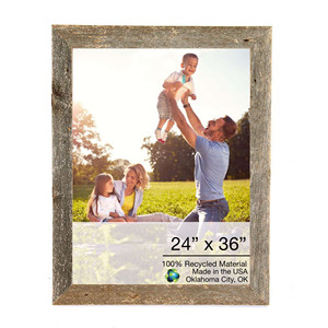 HMS 24x36 naturale resistente alle intemperie Grey cornice in legno con supporto in Plexiglass stampa UV Flip A3 per uso domestico - Product Image 1