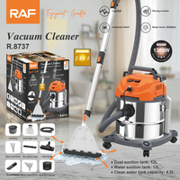 Aspirateur eau et poussière RAF R.8737 1380W, réservoir de poussière 12L, réservoir d'eau 12L, réservoir d'eau propre 4.2L, forte aspiration pour canapé, tapis et sols