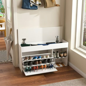 <span class=keywords><strong>Meuble</strong></span> porte-<span class=keywords><strong>chaussures</strong></span> moderne en bois avec coussin de siège souple <span class=keywords><strong>Petit</strong></span> <span class=keywords><strong>meuble</strong></span> d'entrée pour la maison ou l'appartement - Product Image 2