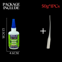 Lem Super Cyanoacrylate Tipis Cairan Perekat untuk Proyek Pertukangan Kayu, Model Hobi, Pekerjaan Inlay, 50g, Didukung OEM