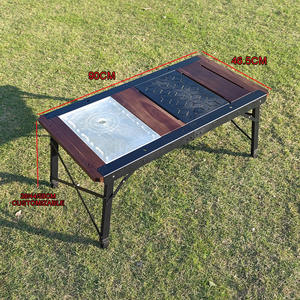 Table de barbecue pliante multifonctionnelle en métal pour l'extérieur Table tactique IGT en aluminium et en bois - Product Image 5