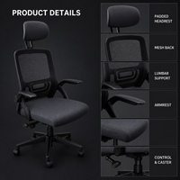 Chaise de bureau en maille respirante avec appui-tête, chaise pivotante compacte pour ordinateur, idéale pour le personnel, le bureau à domicile, l'étude et les petits espaces de travail