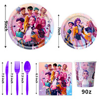 Pour les fournitures de fête sur le thème de la chasseuse de sorcières, les décorations de groupe de filles Kpop, les accessoires, la vaisselle, les bannières, le papier, le plastique