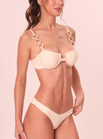 Ensemble de bikini de luxe sur mesure à étiquette privée, taille plus, avec armatures, pour femmes, bijoux - Couleur unie, matière spandex/nylon