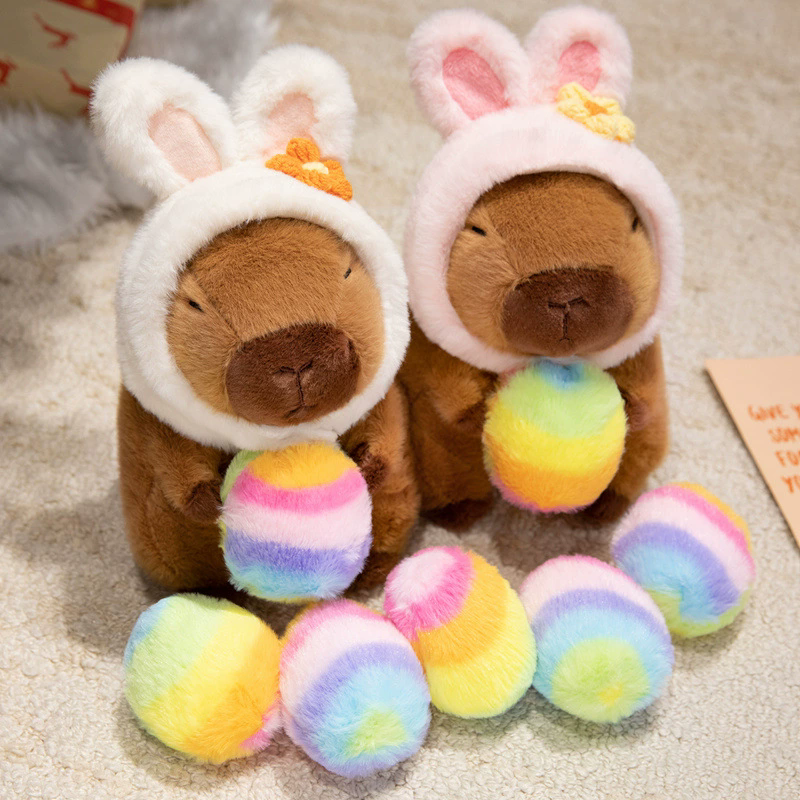 HY Easter Decorations Easter Eggs Capybara Dolls with Hats Plush Toys ...