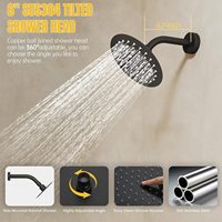 Ensemble de robinetterie de douche en laiton, avec deux pommes de douche pluie de 10 pouces (fixation au plafond) et 6 pouces (fixation murale), inverseur à bouton-poussoir, mitigeur à 1 poignée et douchette à main, finition mate