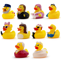 Jouets de bain pour enfants - Ensembles de canards en caoutchouc à presser sur le thème de plusieurs personnages - Canard flottant silencieux décoratif - Cadeau 8 cm