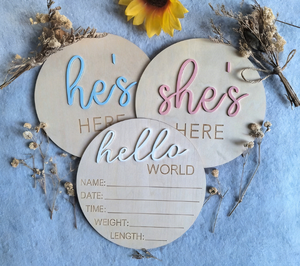 DAMAI - Placas Circulares de Madera Desechables para Niños, Decoración para Fiestas de Revelación de Género, Letreros Decorativos - Product Image 4