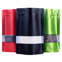 Sachet Doypack en aluminium coloré avec fenêtre et fermeture éclair pour aliments – Noir, Blanc, Rouge, Vert, Bleu – Sac Mylar