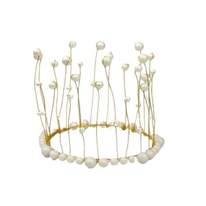 Décoration de gâteau en forme de couronne ronde à perles, en plastique réutilisable, style moderne élégant pour anniversaire - Product Image 5