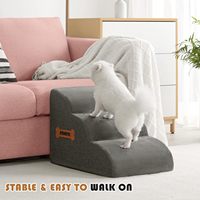 Haustiertreppe mit Abnehmbaren Schaumstoffstufen für Kleine Hunde, Vakuumversion zum Erklimmen von Sofas und Betten, Geneigte Hundeleiter ohne Montagebedarf