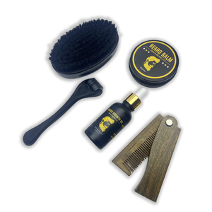 Ensemble de soins de la barbe 6 pièces Brosse à barbe Peigne double face Baume Rouleau Sérum de croissance Huile Sac de rangement - Product Image 4