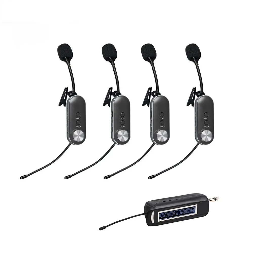 ROCFLY Uhf serbestçe ayarlanabilir 4 kanal yaka evrensel kondenser mikrofon kablosuz öğretim kulaklık mikrofon