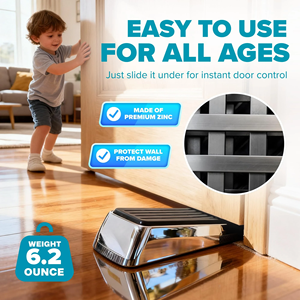 Fermaporta Triangolare Robusto Antiscivolo in Lega di Zinco e Gomma per Legno, Piastrelle e Moquette - Product Image 4